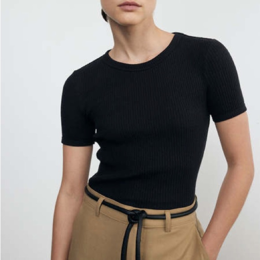 Enza Costa pointelle short sleeve top